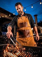 Florence Suede Apron - Chestnut - Cabrini - Elegance Perfected