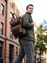 Full Grain Leather Backpack Loom Edition Handcrafted Utility - Cabrini - Elegance Perfected