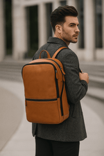 Full Grain Leather Backpack – Tan - Cabrini - Elegance Perfected