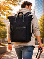 Full Grain Leather Canvas Tatron Backpack - Unisex - Cabrini - Elegance Perfected