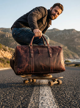 Full Grain Leather Weekender Bag – Hickory Brown - Cabrini - Elegance Perfected