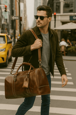 Full Grain Leather Weekender Bag – Penny Brown - Cabrini - Elegance Perfected
