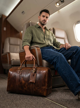 Full Grain Leather Weekender Bag – Penny Brown - Cabrini - Elegance Perfected