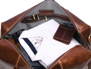 Full Grain Leather Weekender Bag – Penny Brown - Cabrini - Elegance Perfected