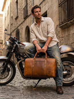 Full Grain Leather Weekender Bag – Tawny Brown - Cabrini - Elegance Perfected