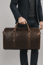 Full Grain Leather Weekender Bag – Walnut Brown - Cabrini - Elegance Perfected