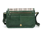 Handcrafted Green Leather Crossbody Bag for Women – Vintage Satchel with Multiple Compartments - Cabrini - Elegance Perfected