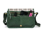 Handcrafted Green Leather Crossbody Bag for Women – Vintage Satchel with Multiple Compartments - Cabrini - Elegance Perfected