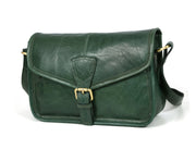 Handcrafted Green Leather Crossbody Bag for Women – Vintage Satchel with Multiple Compartments - Cabrini - Elegance Perfected