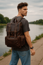 Handcrafted Vintage Leather Backpack – Laptop, Travel & Everyday Use - Cabrini - Elegance Perfected