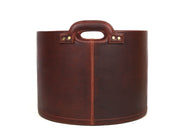 Jolanda Leather Wastebasket - Walnut Brown - Cabrini - Elegance Perfected