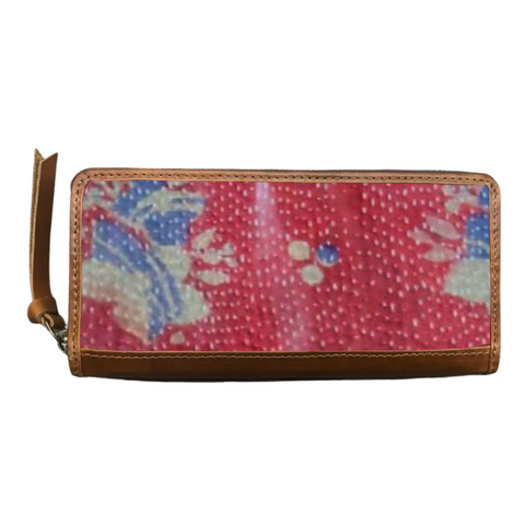 Kantha Leather Clutch