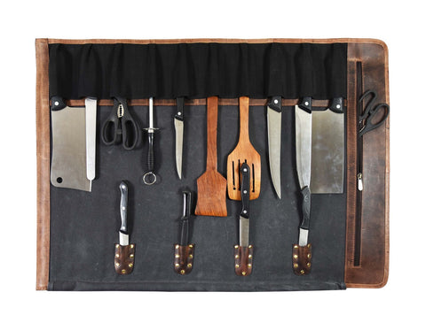 Malaga Canvas Knife Roll - Distressed Grey