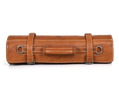 Tuscania Leather Knife Roll & Bag Combo - Tawny Brown