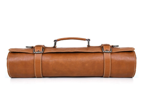 Tuscania Leather Knife Roll & Bag Combo - Tawny Brown