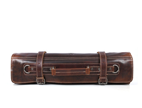 Tuscania Leather Knife Roll & Bag Combo - Penny Brown