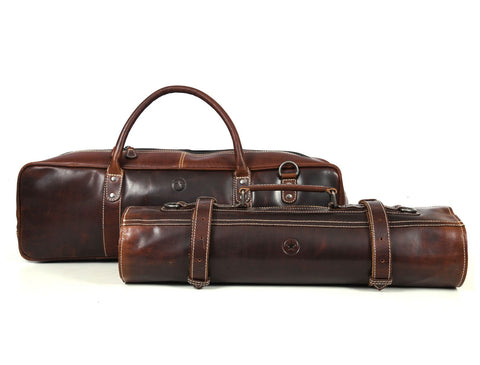 Tuscania Leather Knife Roll & Bag Combo - Penny Brown