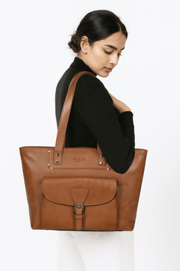 Ladies Leather Tote Bag – Timeless Shopper for Everyday Use - Cabrini - Elegance Perfected
