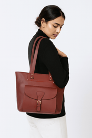 Ladies Leather Tote Bag - Walnut Brown - Cabrini - Elegance Perfected