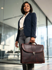 Leather Laptop Briefcase – Lockable & Padded by Cabrini - Cabrini - Elegance Perfected