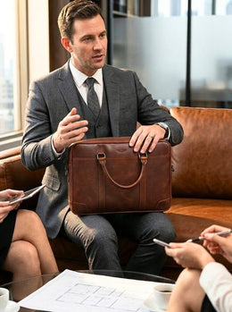 Leather Portfolio Bag - Multicolor - Cabrini - Elegance Perfected
