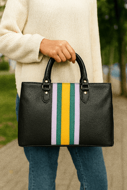 Leather Stripe Hand Bag - Cabrini - Elegance Perfected