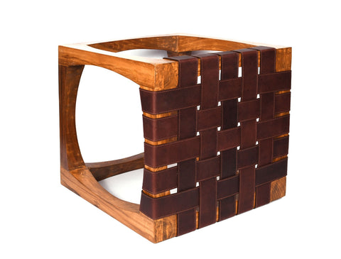 Carolina Teak Wood Stool - Walnut Brown