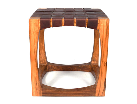 Carolina Teak Wood Stool - Walnut Brown