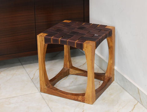 Carolina Teak Wood Stool - Walnut Brown