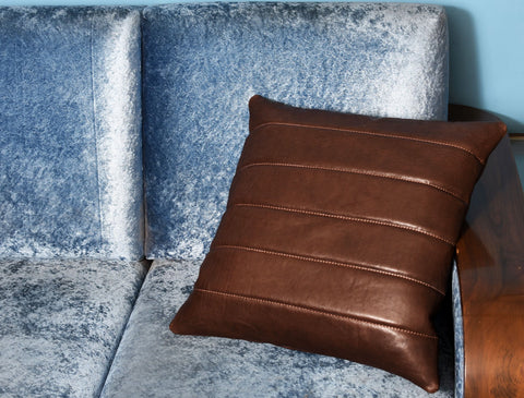 Baltimore Leather Pillow Cover - Walnut Brown