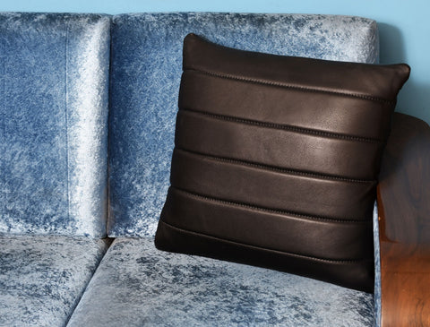 Baltimore Leather Pillow Cover - Raven Black