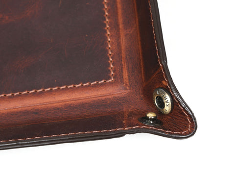 Ramage Leather Valet Tray - Walnut Brown