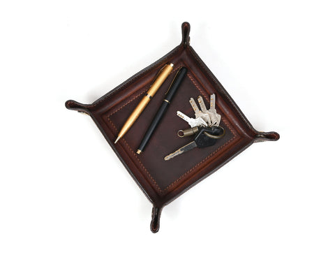 Ramage Leather Valet Tray - Walnut Brown