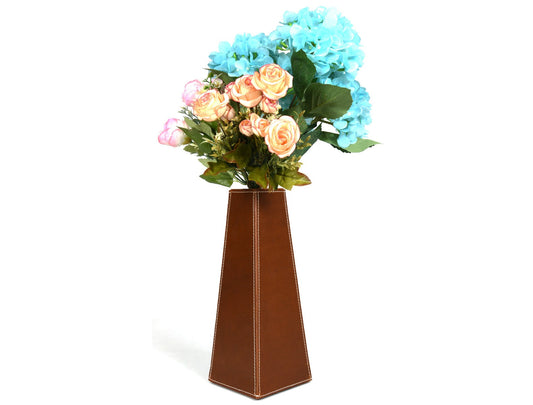 San Francisco Leather Flower Vase - Walnut Brown