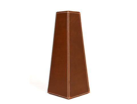 San Francisco Leather Flower Vase - Walnut Brown