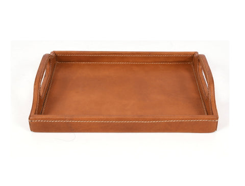 Ombra Leather Serving Tray - Caramel Brown