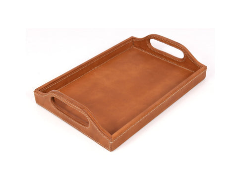 Ombra Leather Serving Tray - Caramel Brown