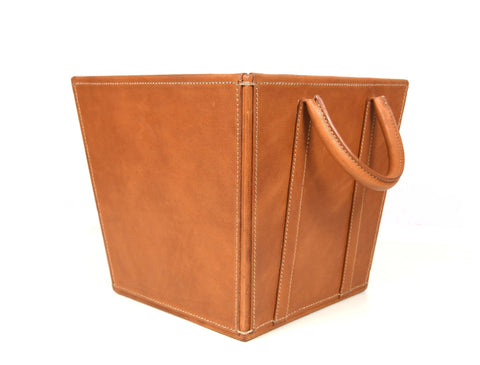 Damocle Leather Bin - Caramel Brown