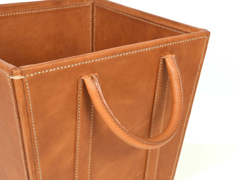 Damocle Leather Bin - Caramel Brown