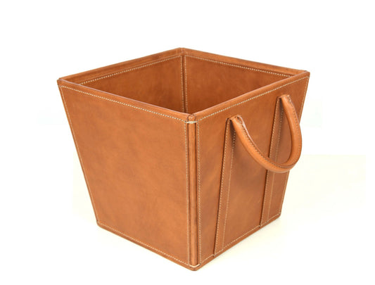 Damocle Leather Bin - Caramel Brown