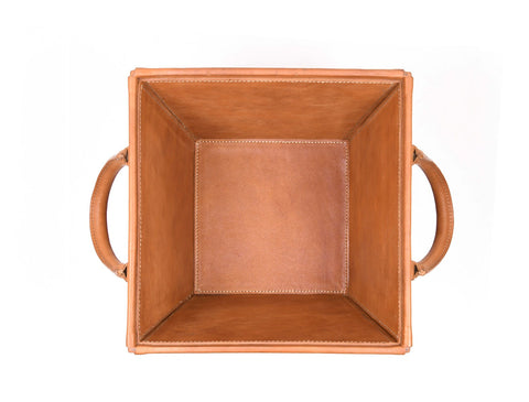 Damocle Leather Bin - Caramel Brown