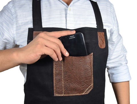 Turin Waxed Canvas Apron - Raven Black