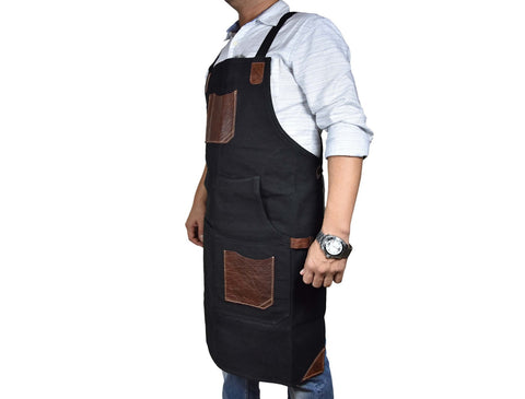 Turin Waxed Canvas Apron - Raven Black