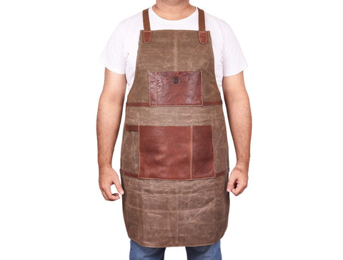 Leon Waxed Canvas Apron - Seaweed Green