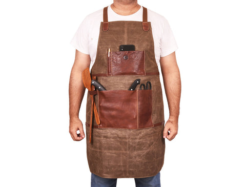 Leon Waxed Canvas Apron - Seaweed Green