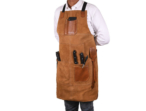 Florence  Suede Apron - Light Brown