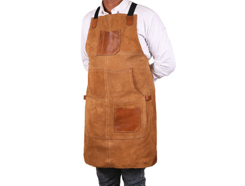 Florence  Suede Apron - Light Brown