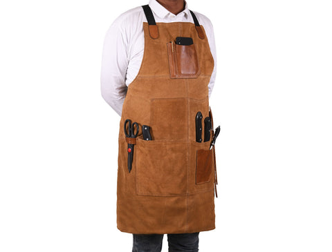 Florence  Suede Apron - Light Brown