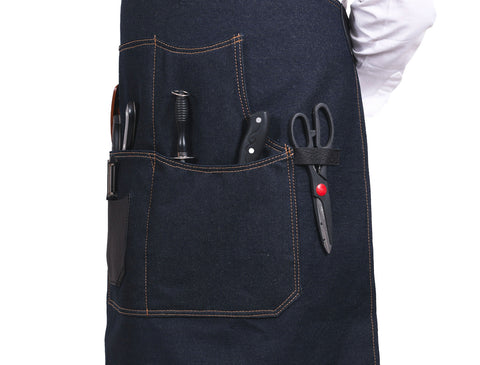 Benito Leather Canvas Apron - Denim Blue