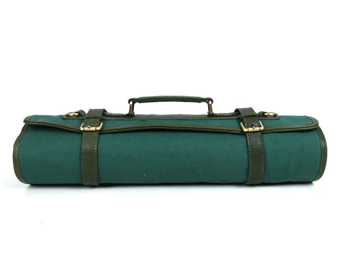 Malaga Canvas Knife Roll - Pine Green